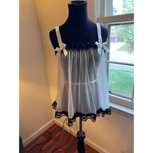 Victorias Secret Coquette Aesthetic Babydoll Bows and Ribbons Vintage Sheer Mesh